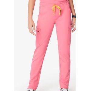 SOLD - FIGS YOLA SKINNY LET SCRUB PANTS NEON PINK
